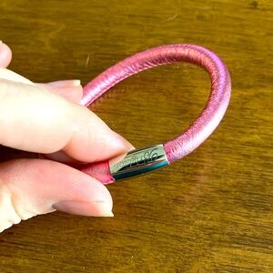 Brighton Pink Satin Cord Bracelet with Silver-Tone Clasp